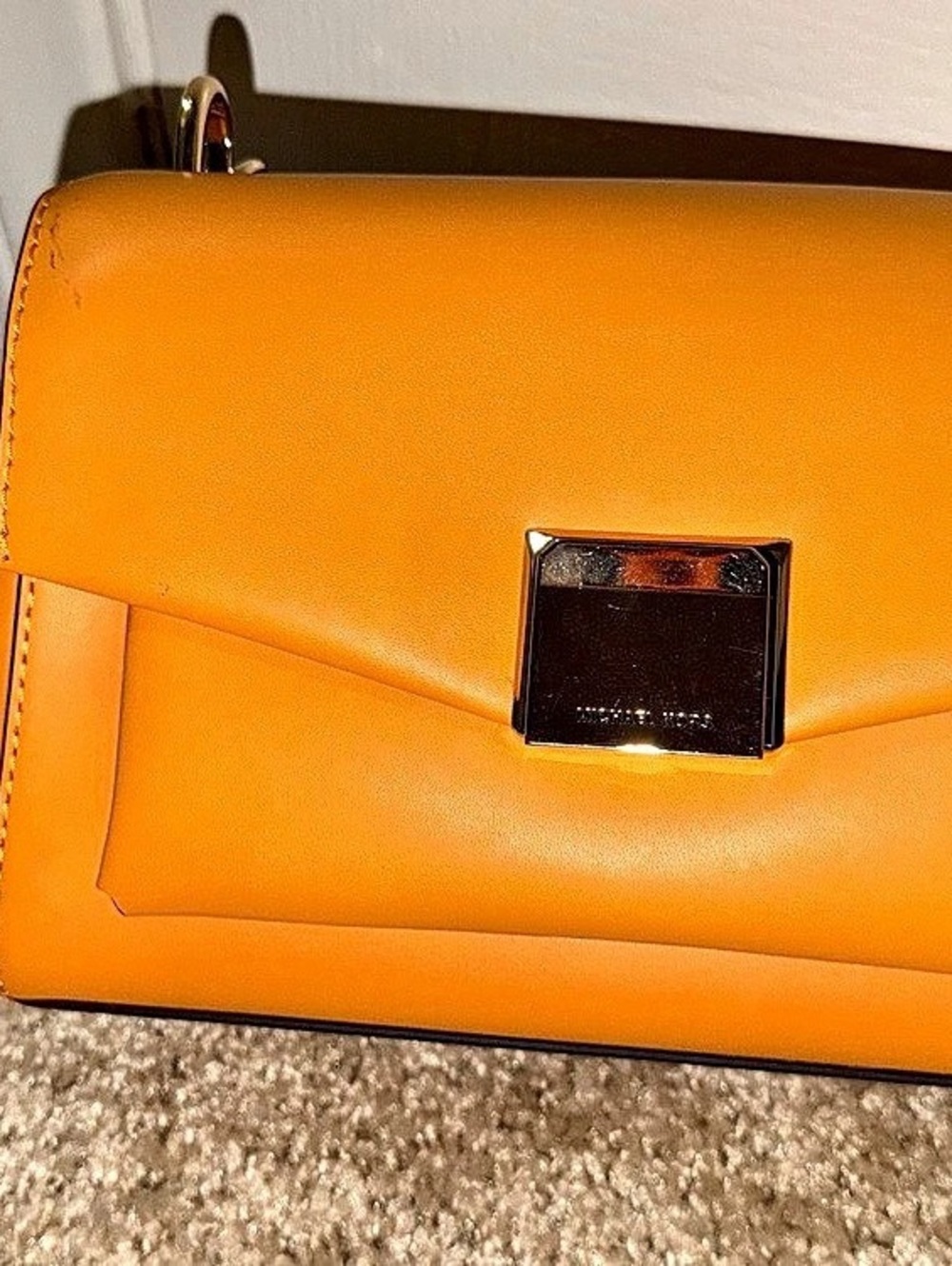 Michael Kors Bryant Small Turn-Lock Convertible Chain Shoulder Bag Orange